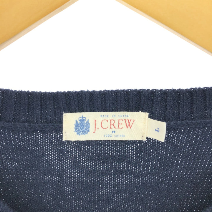 J.Crew V-neck cotton knit vest, size L for men cotton navy blue type Vintage Second Hand