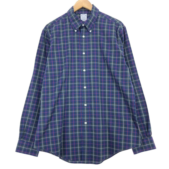Brooks Brothers Est.1818 Long Sleeve Button-Down Check Shirt, Men's L Supima Cotton green type Vintage Second Hand