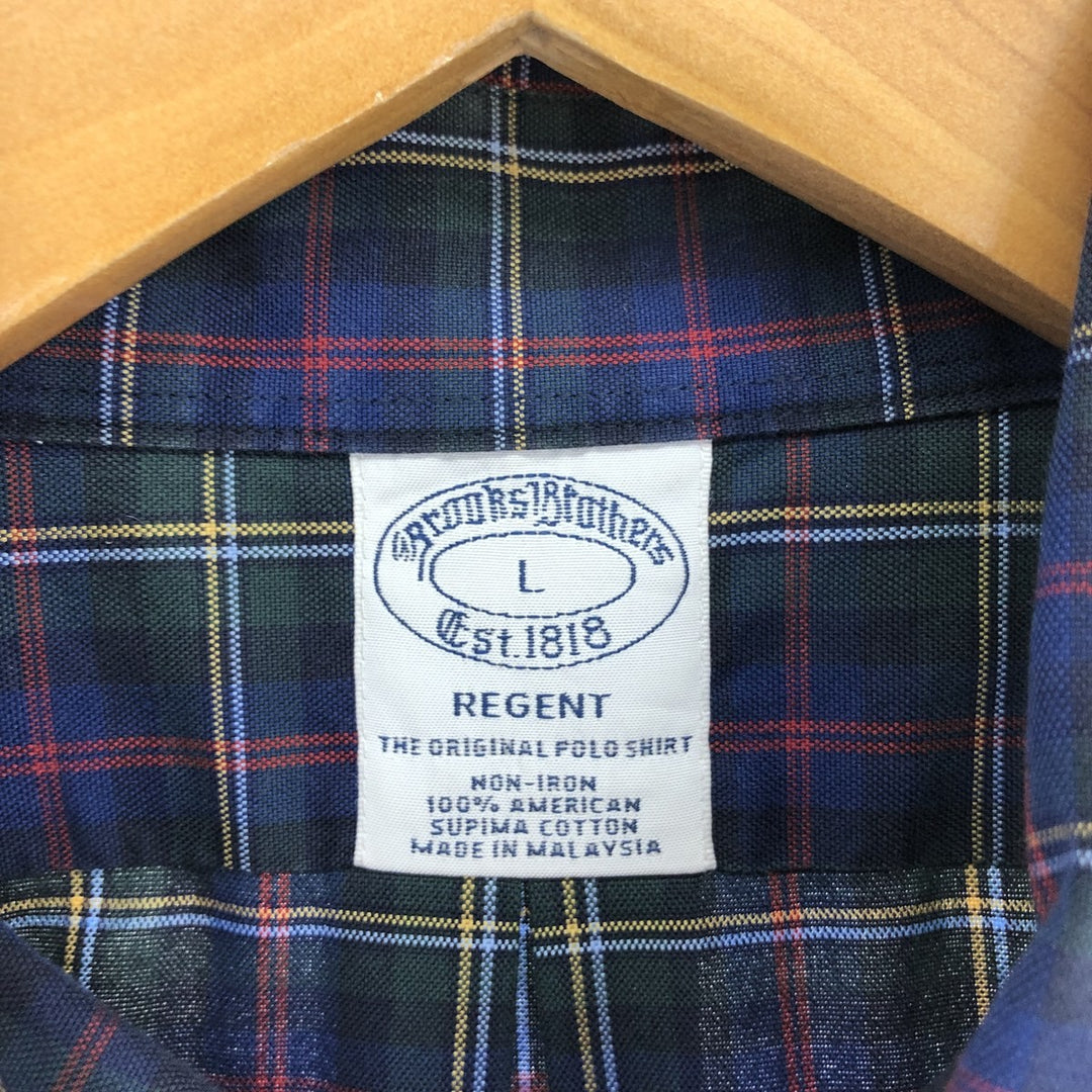 Brooks Brothers Est.1818 Long Sleeve Button-Down Check Shirt, Men's L Supima Cotton green type Vintage Second Hand