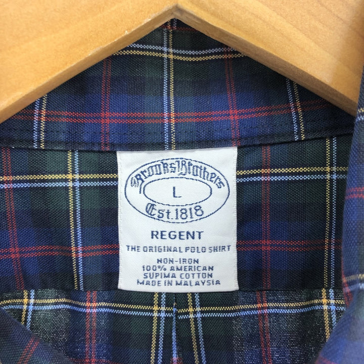 Brooks Brothers Est.1818 Long Sleeve Button-Down Check Shirt, Men's L Supima Cotton green type Vintage Second Hand