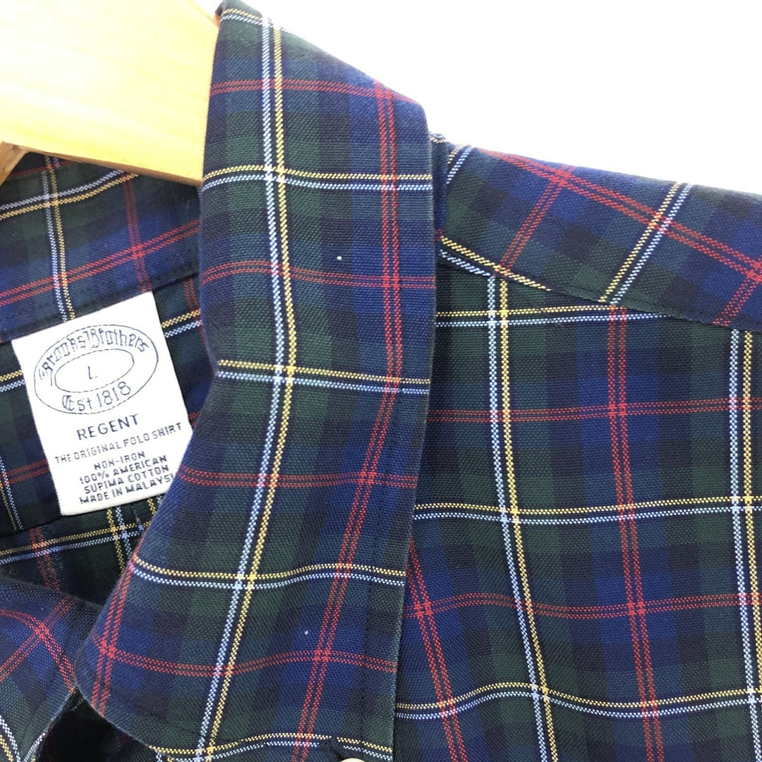 Brooks Brothers Est.1818 Long Sleeve Button-Down Check Shirt, Men's L Supima Cotton green type Vintage Second Hand