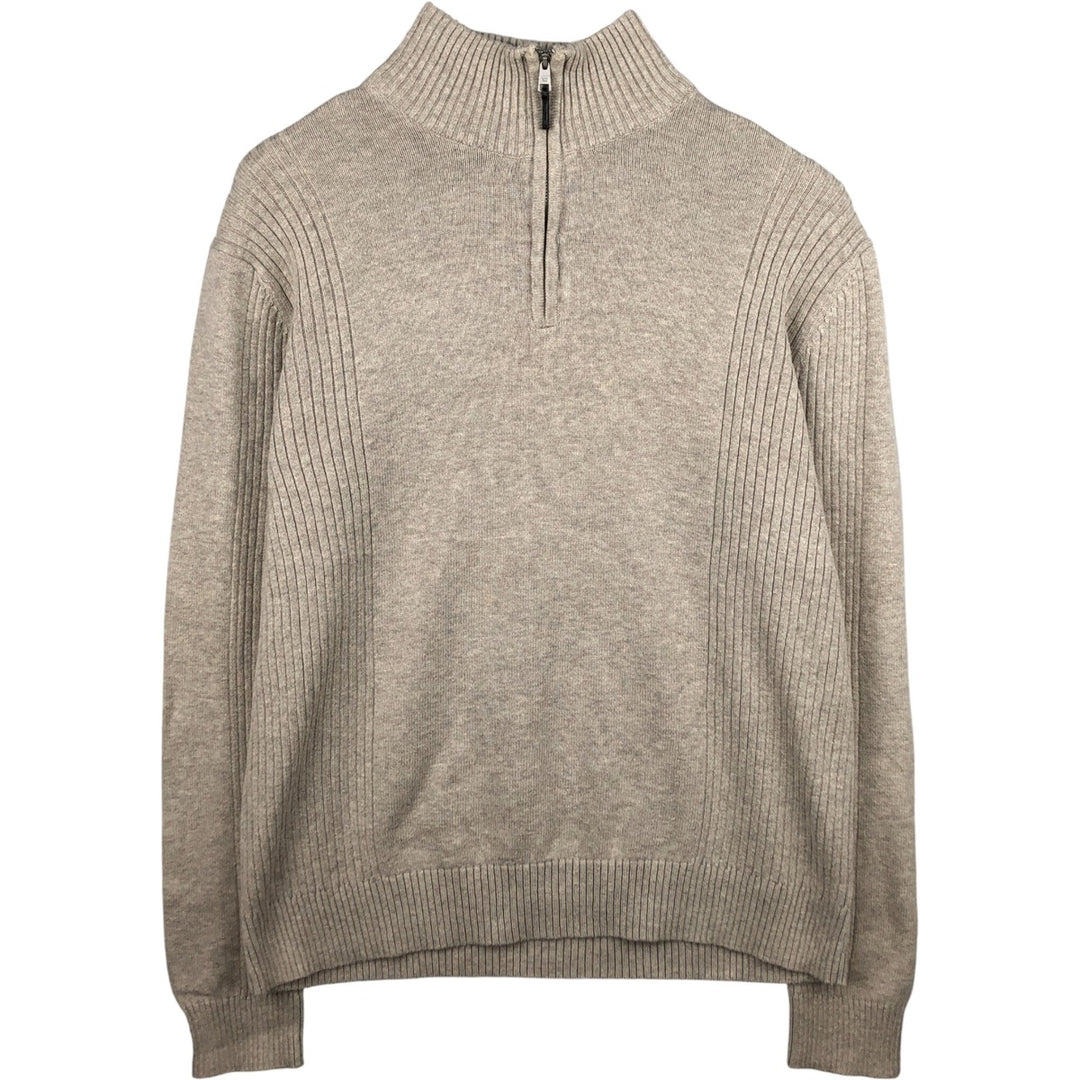 Calvin Klein Cotton Knit Half-Zip Sweater, Men's Size M, from the 2000s cotton gray type Vintage Second Hand
