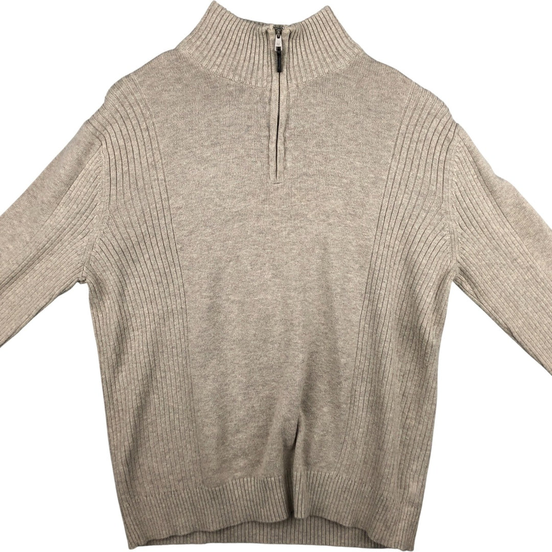 Calvin Klein Cotton Knit Half-Zip Sweater, Men's Size M, from the 2000s cotton gray type Vintage Second Hand