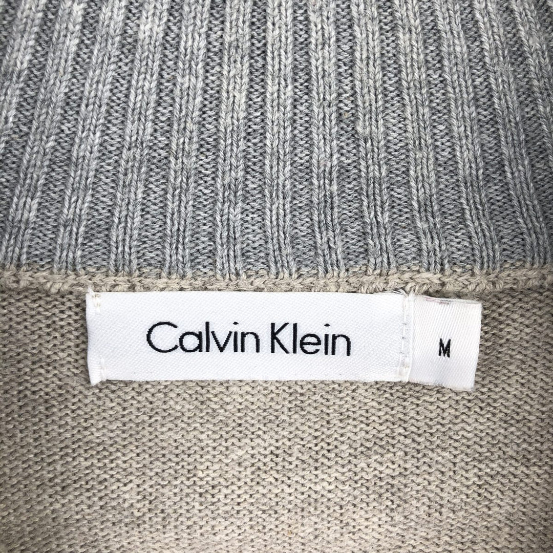 Calvin Klein Cotton Knit Half-Zip Sweater, Men's Size M, from the 2000s cotton gray type Vintage Second Hand