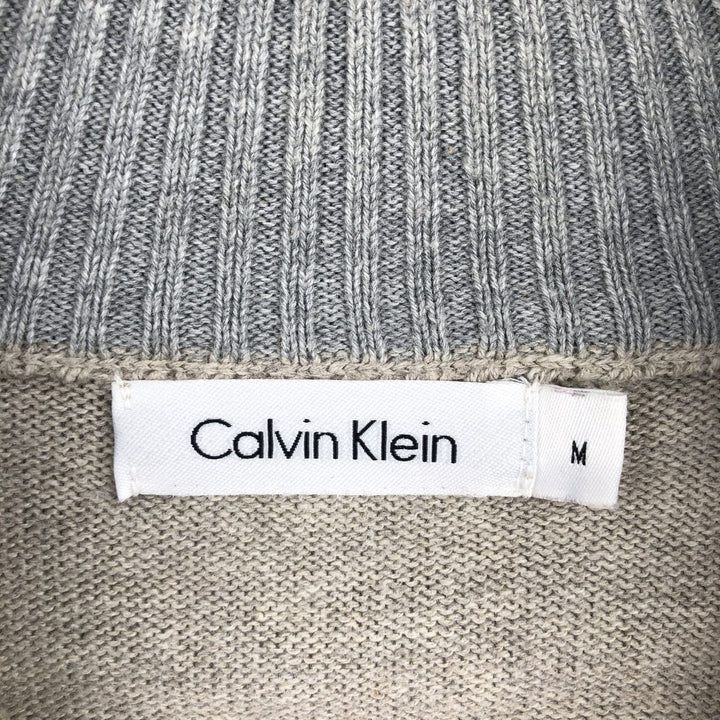 Calvin Klein Cotton Knit Half-Zip Sweater, Men's Size M, from the 2000s cotton gray type Vintage Second Hand