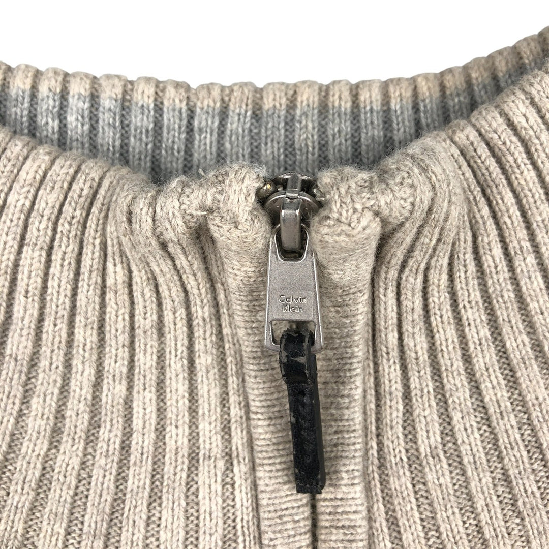 Calvin Klein Cotton Knit Half-Zip Sweater, Men's Size M, from the 2000s cotton gray type Vintage Second Hand