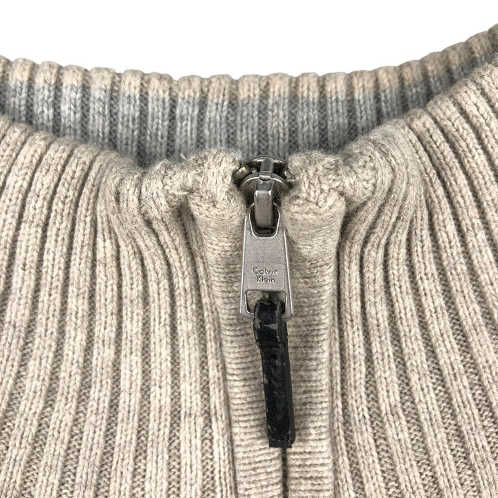 Calvin Klein Cotton Knit Half-Zip Sweater, Men's Size M, from the 2000s cotton gray type Vintage Second Hand
