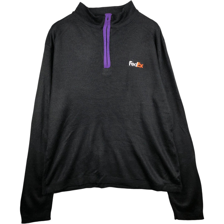 FedEx Acrylic Knit Half-Zip Sweater, Men's Size XL acrylic black type Vintage Second Hand