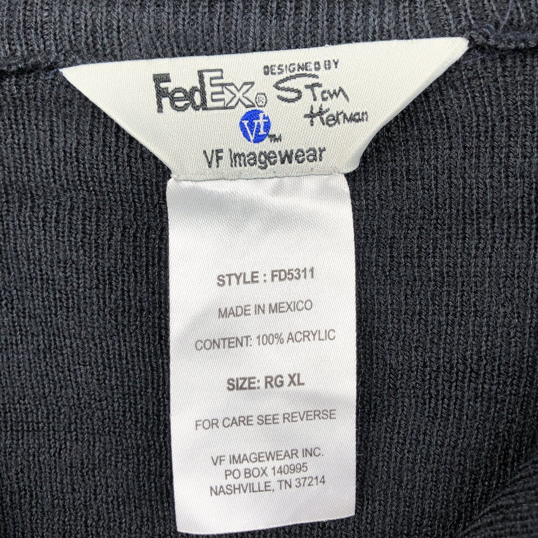 FedEx Acrylic Knit Half-Zip Sweater, Men's Size XL acrylic black type Vintage Second Hand