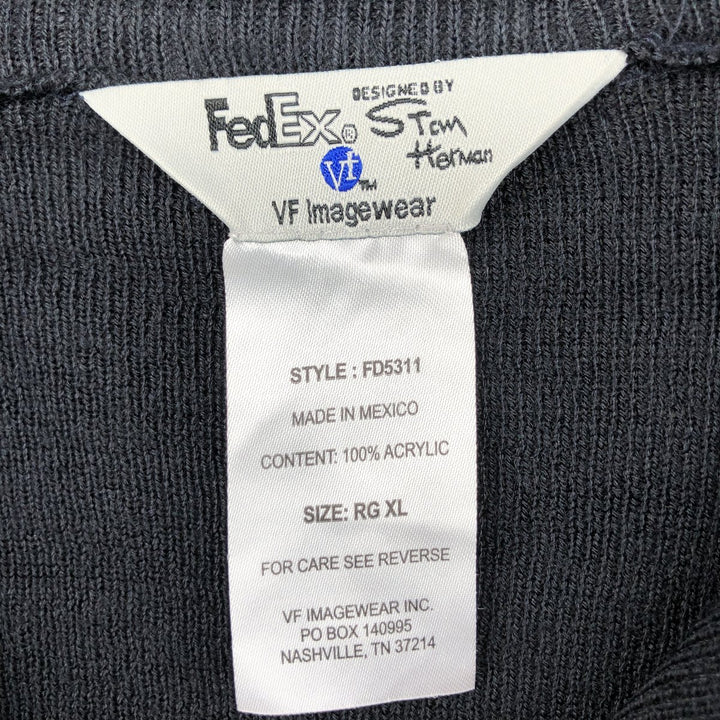 FedEx Acrylic Knit Half-Zip Sweater, Men's Size XL acrylic black type Vintage Second Hand