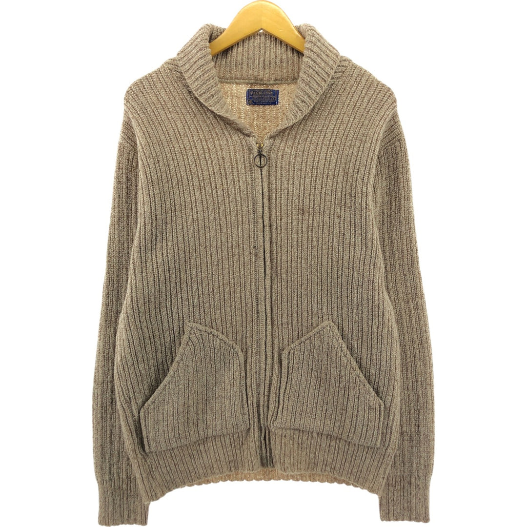70'S Pendleton shawl collar full zip knit sweater made in USA, men's size L, vintage /eaa472011