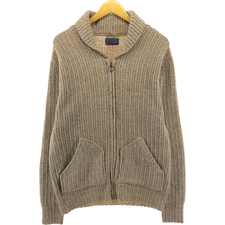 70'S Pendleton shawl collar full zip knit sweater made in USA, men's size L, vintage /eaa472011