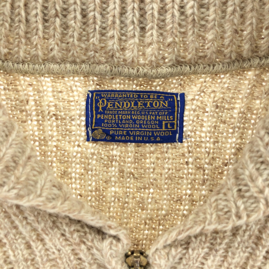 70'S Pendleton shawl collar full zip knit sweater made in USA, men's size L, vintage /eaa472011