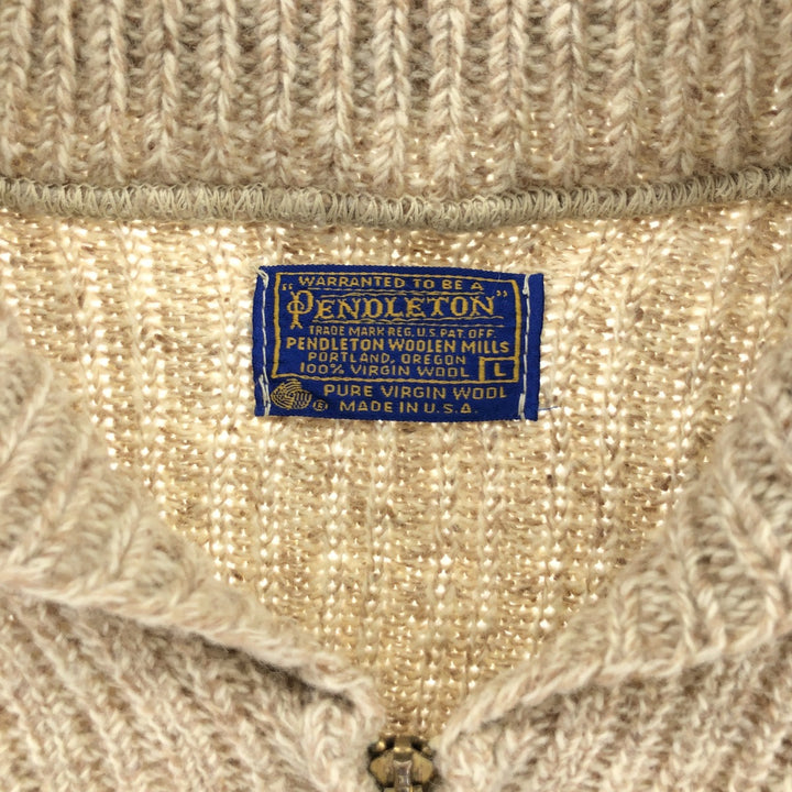 70'S Pendleton shawl collar full zip knit sweater made in USA, men's size L, vintage /eaa472011