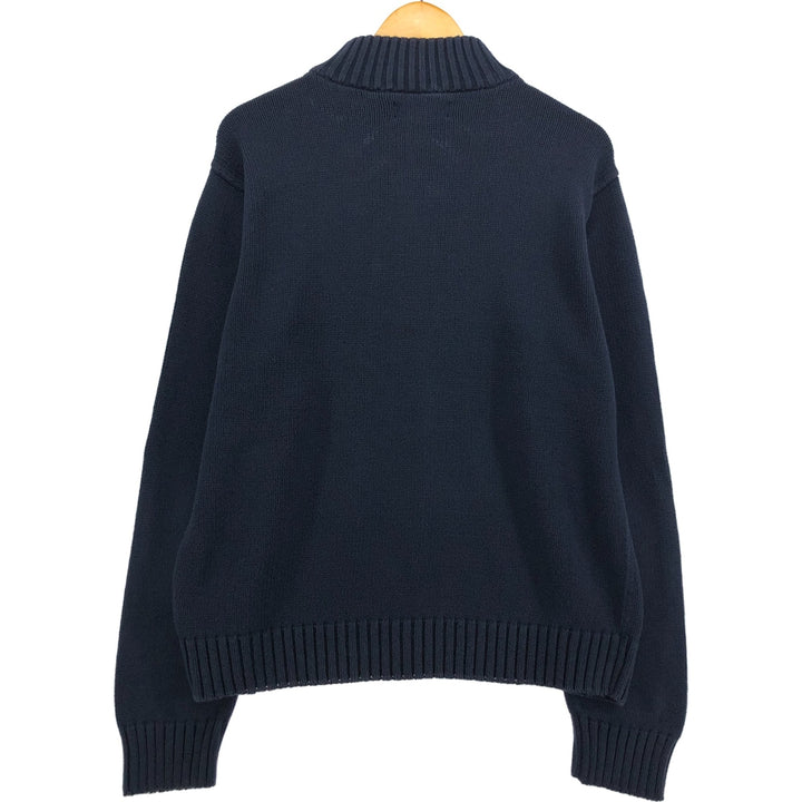 CHAPS Cotton Knit Half Zip Sweater, Men's Size L cotton navy blue type Vintage Second Hand