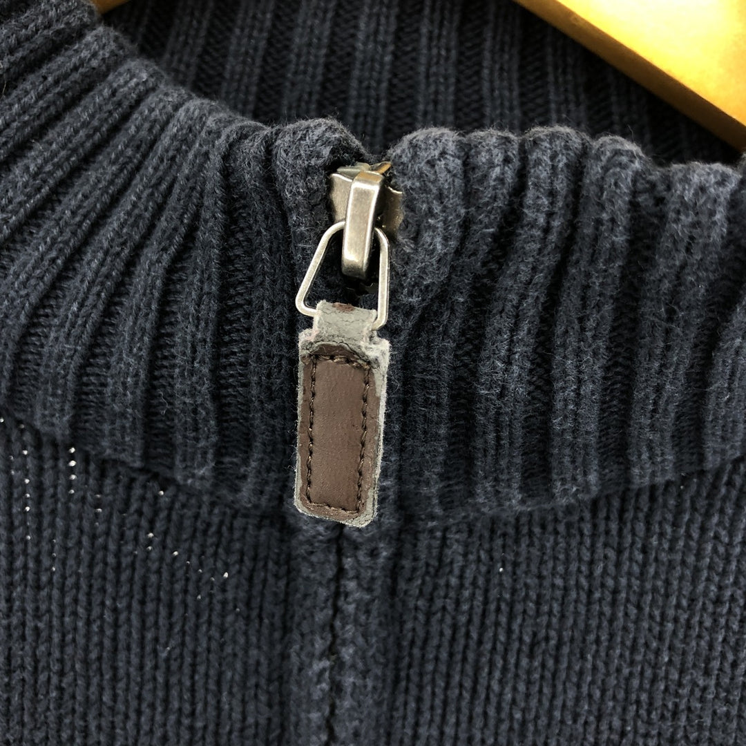 CHAPS Cotton Knit Half Zip Sweater, Men's Size L cotton navy blue type Vintage Second Hand