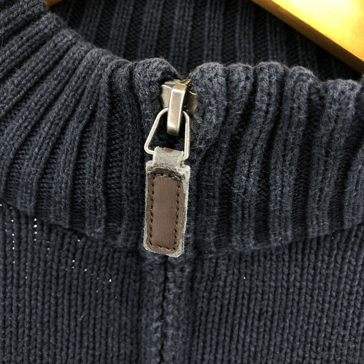CHAPS Cotton Knit Half Zip Sweater, Men's Size L cotton navy blue type Vintage Second Hand
