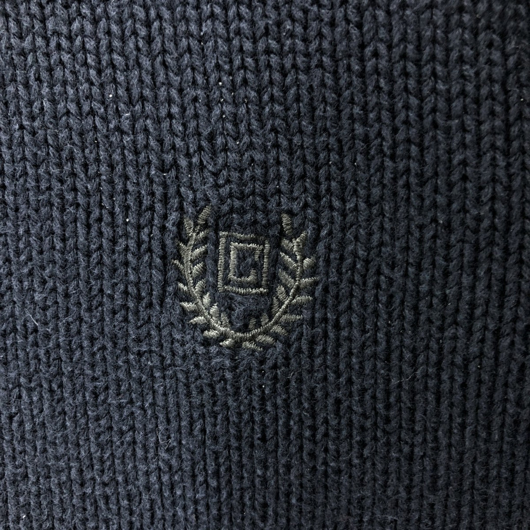 CHAPS Cotton Knit Half Zip Sweater, Men's Size L cotton navy blue type Vintage Second Hand