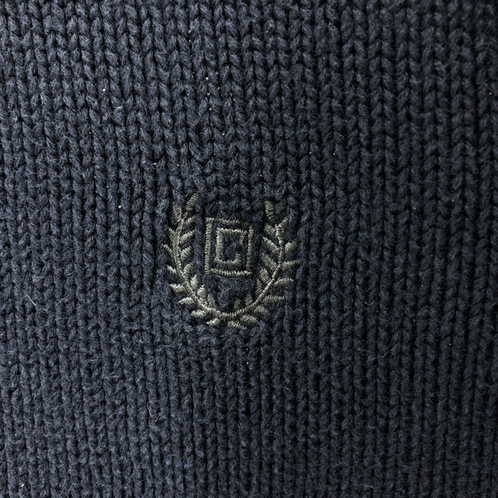 CHAPS Cotton Knit Half Zip Sweater, Men's Size L cotton navy blue type Vintage Second Hand