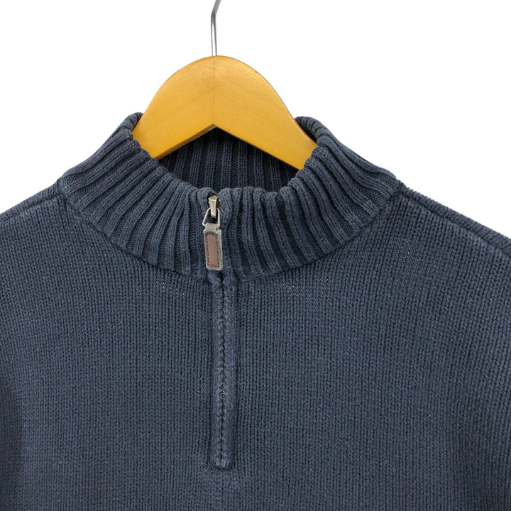 CHAPS Cotton Knit Half Zip Sweater, Men's Size L cotton navy blue type Vintage Second Hand