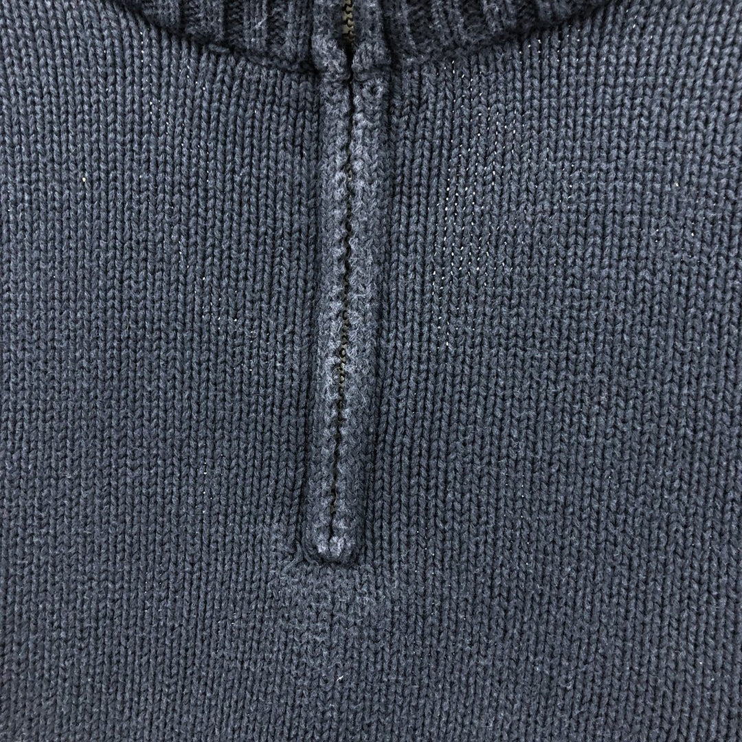 CHAPS Cotton Knit Half Zip Sweater, Men's Size L cotton navy blue type Vintage Second Hand