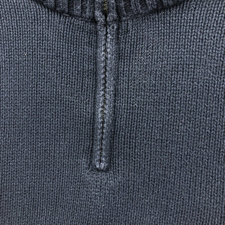 CHAPS Cotton Knit Half Zip Sweater, Men's Size L cotton navy blue type Vintage Second Hand