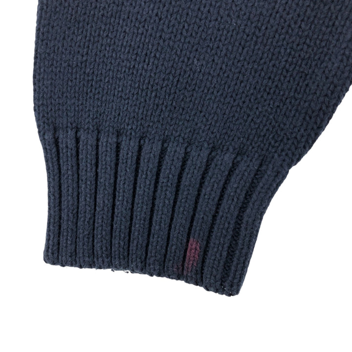CHAPS Cotton Knit Half Zip Sweater, Men's Size L cotton navy blue type Vintage Second Hand