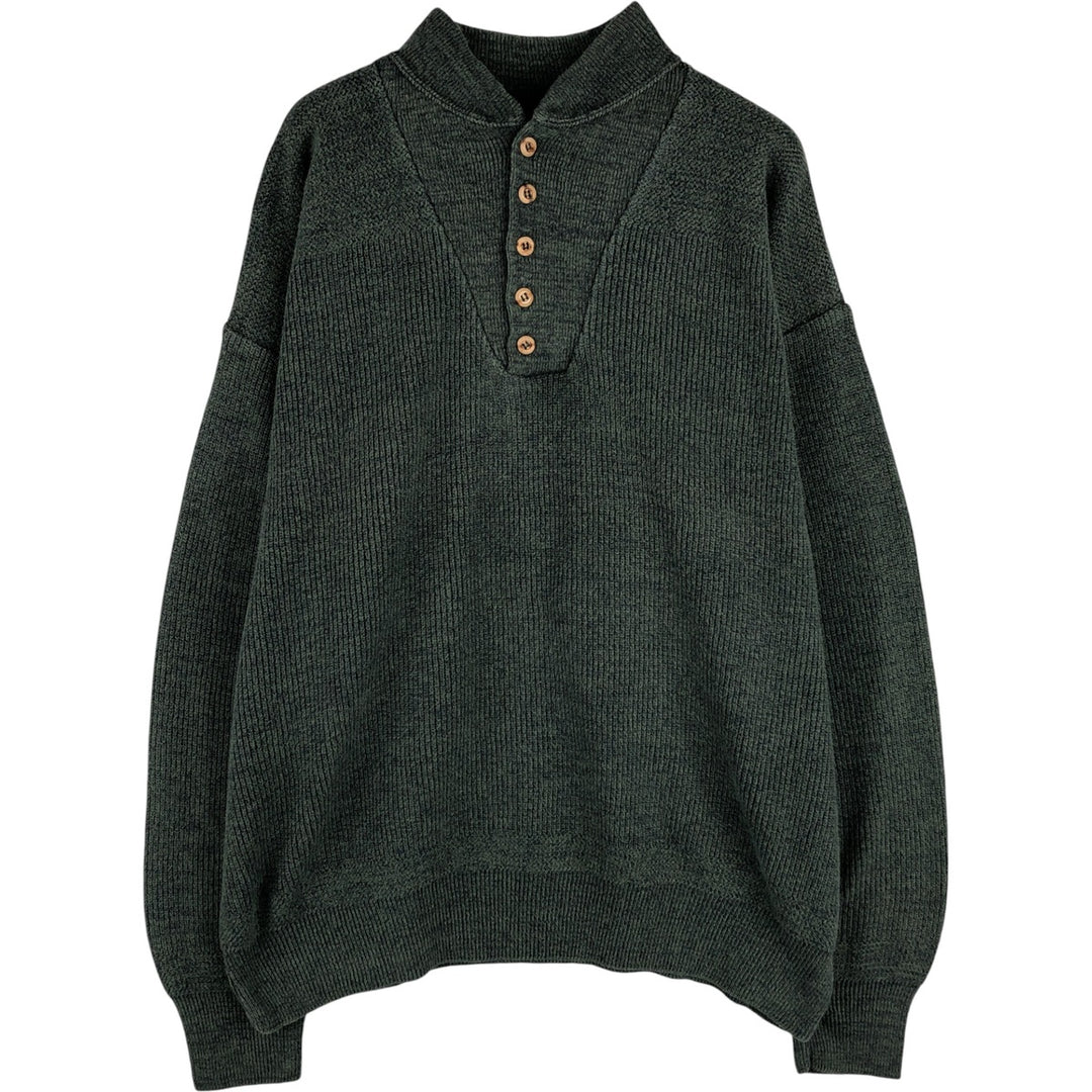 Cabelas Henley Neck Cotton Knit Sweater, Made in USA, Men's Size XL cotton green type Vintage Second Hand