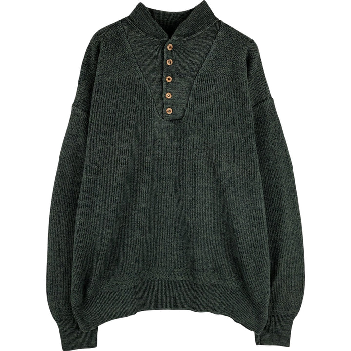 Cabelas Henley Neck Cotton Knit Sweater, Made in USA, Men's Size XL cotton green type Vintage Second Hand