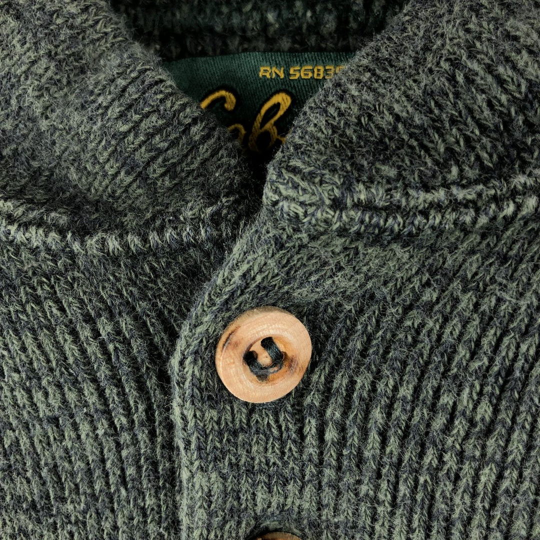 Cabelas Henley Neck Cotton Knit Sweater, Made in USA, Men's Size XL cotton green type Vintage Second Hand