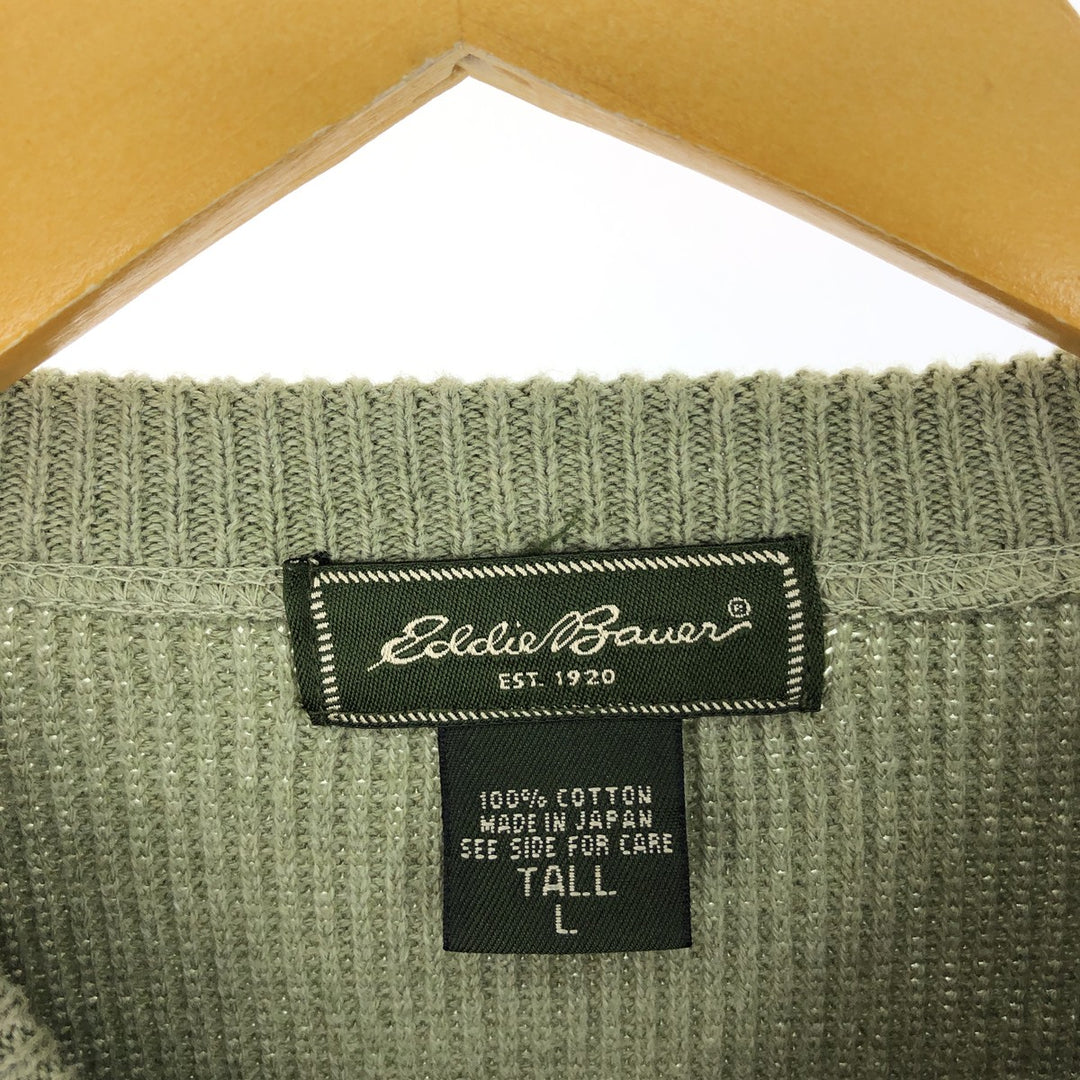 00'S Eddie Bauer Henley neck ribbed cotton knit sweater Men's L size / eaa472117