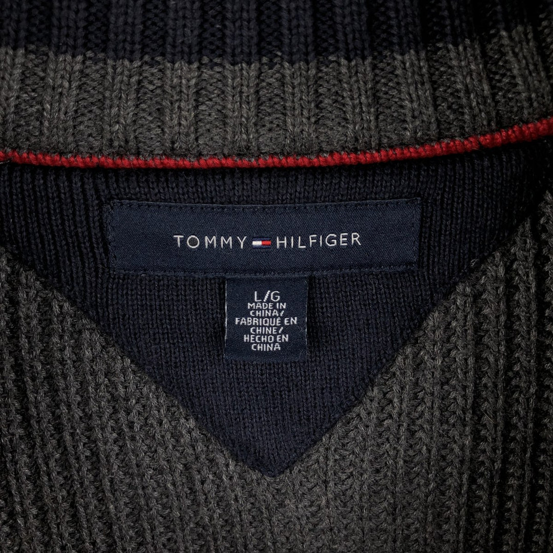 Tommy Hilfiger Driver's Knit Sweater, Men's Size L cotton Charcoal Vintage Second Hand