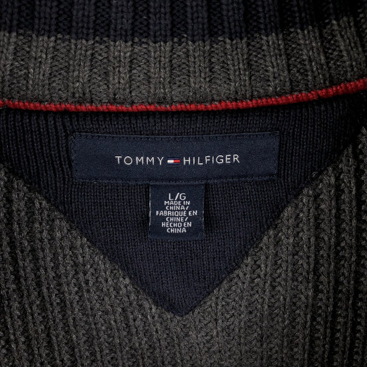 Tommy Hilfiger Driver's Knit Sweater, Men's Size L cotton Charcoal Vintage Second Hand