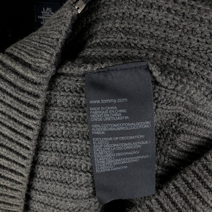 Tommy Hilfiger Driver's Knit Sweater, Men's Size L cotton Charcoal Vintage Second Hand