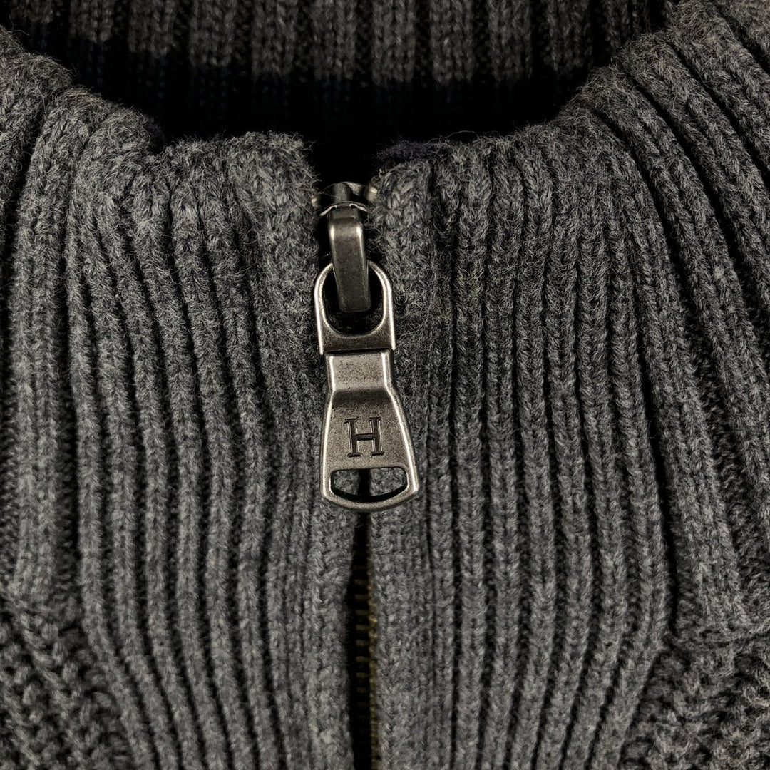 Tommy Hilfiger Driver's Knit Sweater, Men's Size L cotton Charcoal Vintage Second Hand