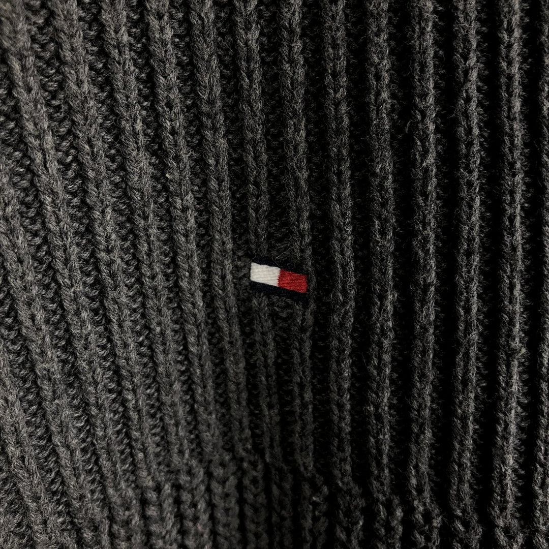 Tommy Hilfiger Driver's Knit Sweater, Men's Size L cotton Charcoal Vintage Second Hand