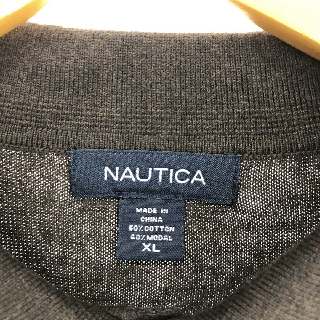 00s~ NAUTICA Striped Pattern Polo Knit Sweater Men's XL /eaa472173