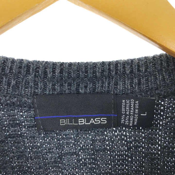 BILLBLASS Henley neck cotton knit sweater made in USA, men's size L /eaa472189