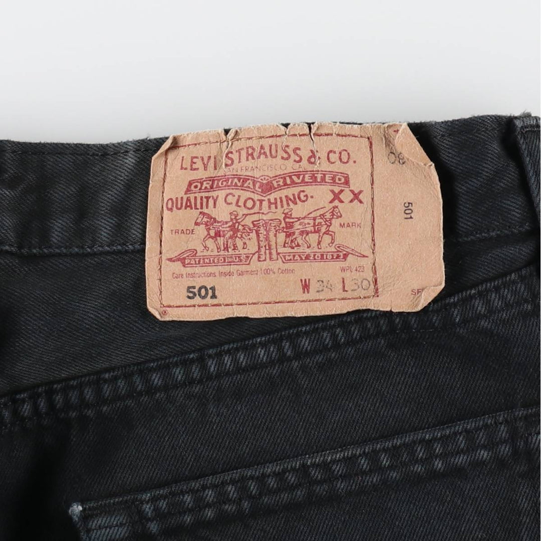 90'S Levi's 501 Euro model black denim straight denim pants made in England men's w33 equivalent vintage /eaa472322