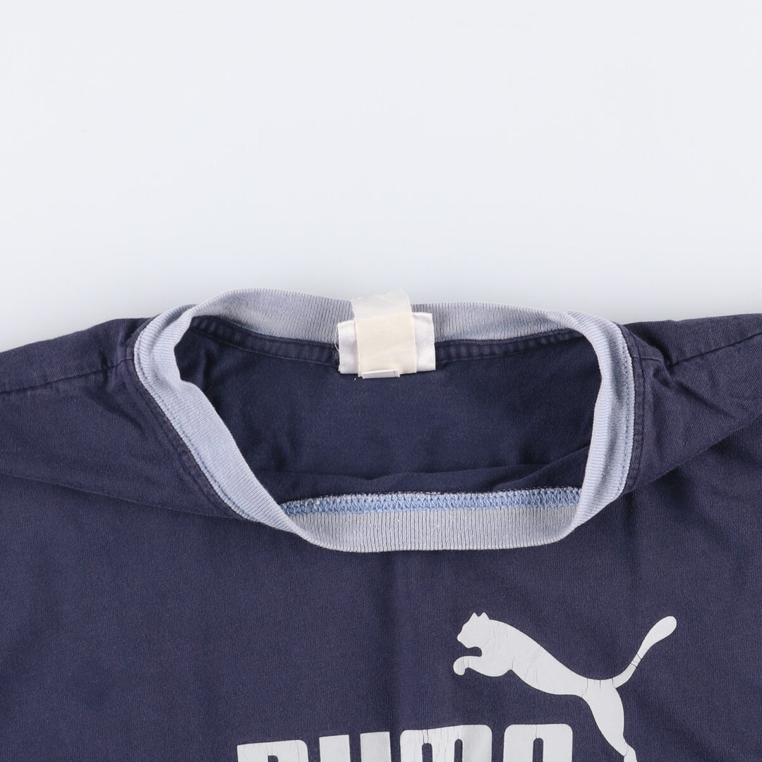 PUMA logo T-shirt, men's size L cotton navy blue type Vintage Second Hand