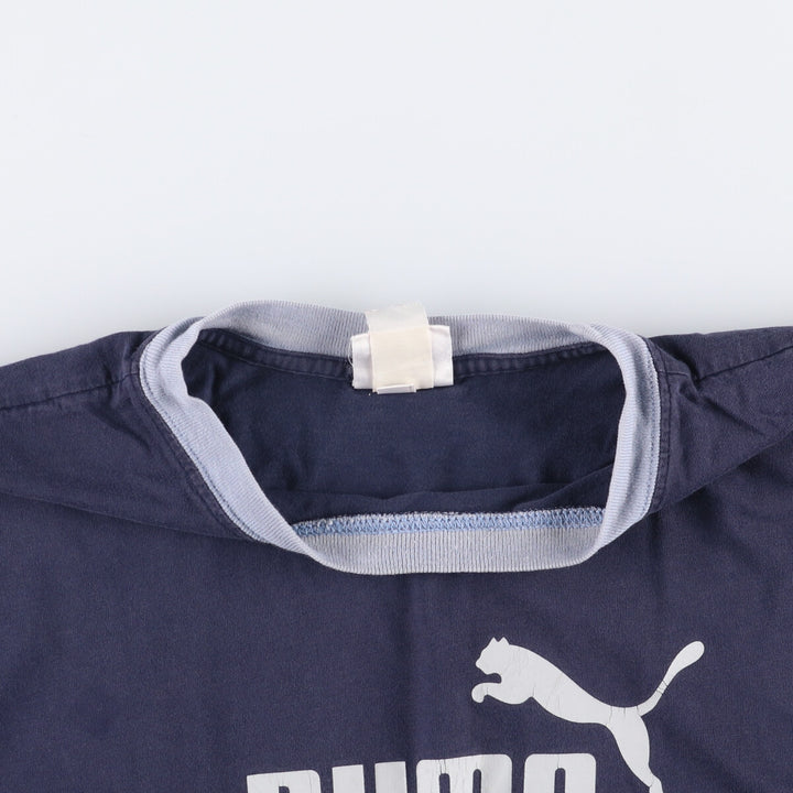 PUMA logo T-shirt, men's size L cotton navy blue type Vintage Second Hand