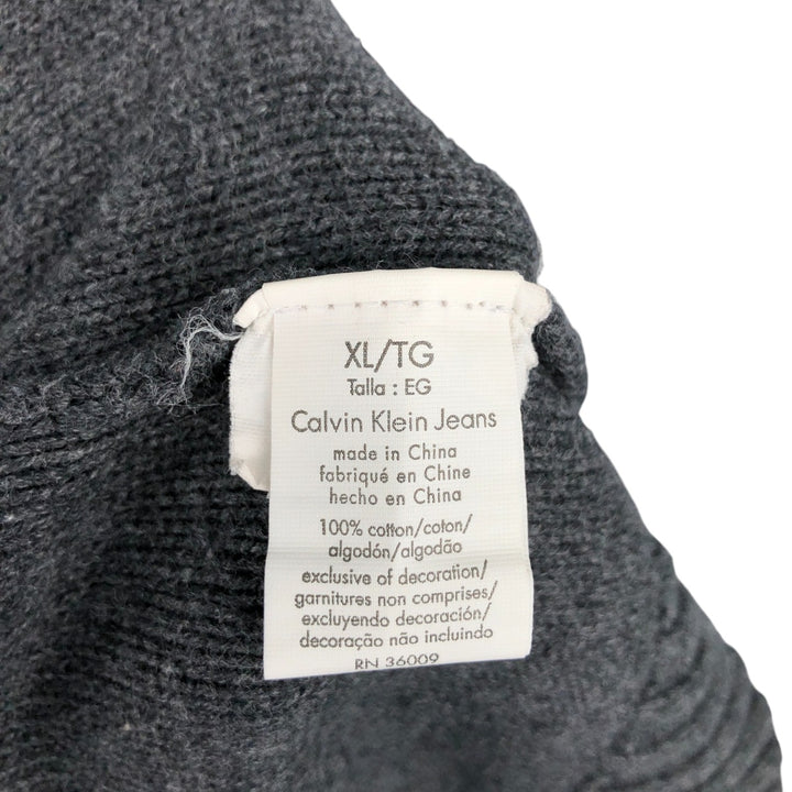90s-00'S Calvin Klein Jeans Cotton Knit Half-Zip Sweater, Men's Size XL, Vintage cotton Charcoal Vintage Second Hand