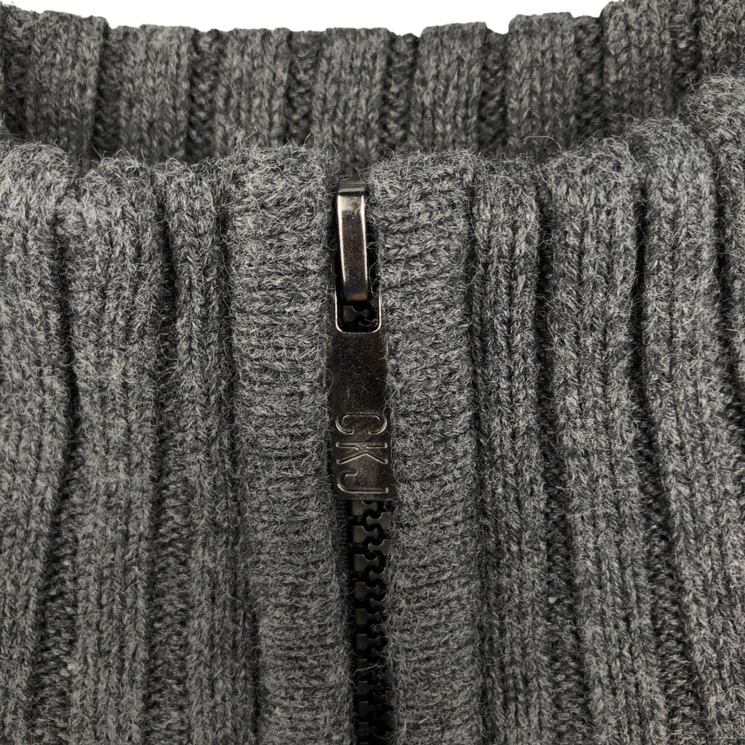 90s-00'S Calvin Klein Jeans Cotton Knit Half-Zip Sweater, Men's Size XL, Vintage cotton Charcoal Vintage Second Hand