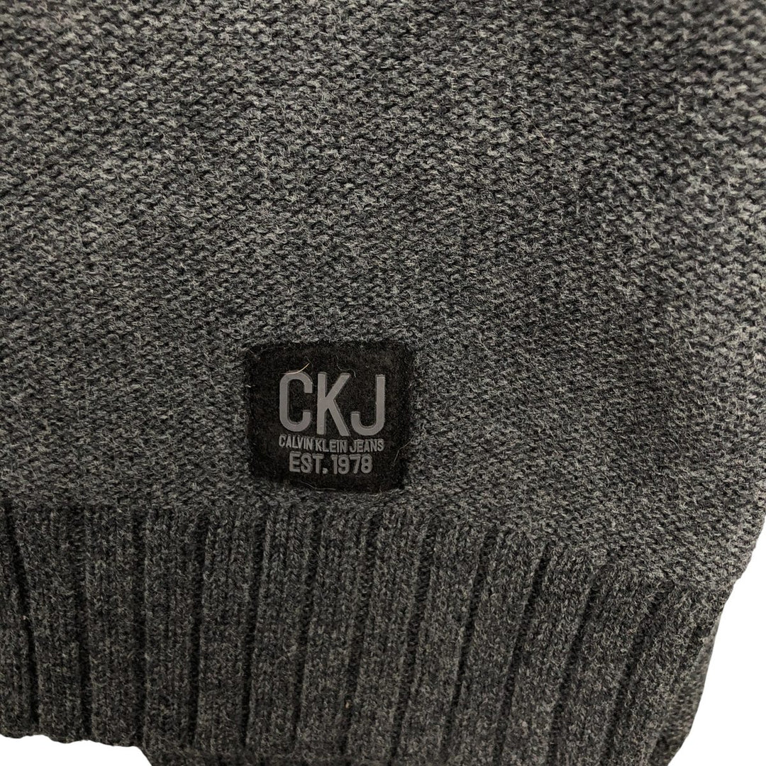 90s-00'S Calvin Klein Jeans Cotton Knit Half-Zip Sweater, Men's Size XL, Vintage cotton Charcoal Vintage Second Hand