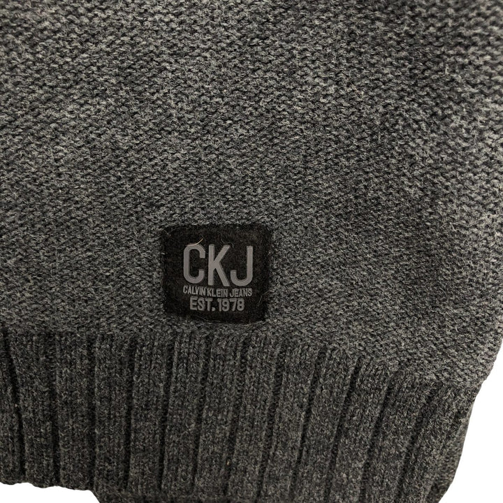 90s-00'S Calvin Klein Jeans Cotton Knit Half-Zip Sweater, Men's Size XL, Vintage cotton Charcoal Vintage Second Hand