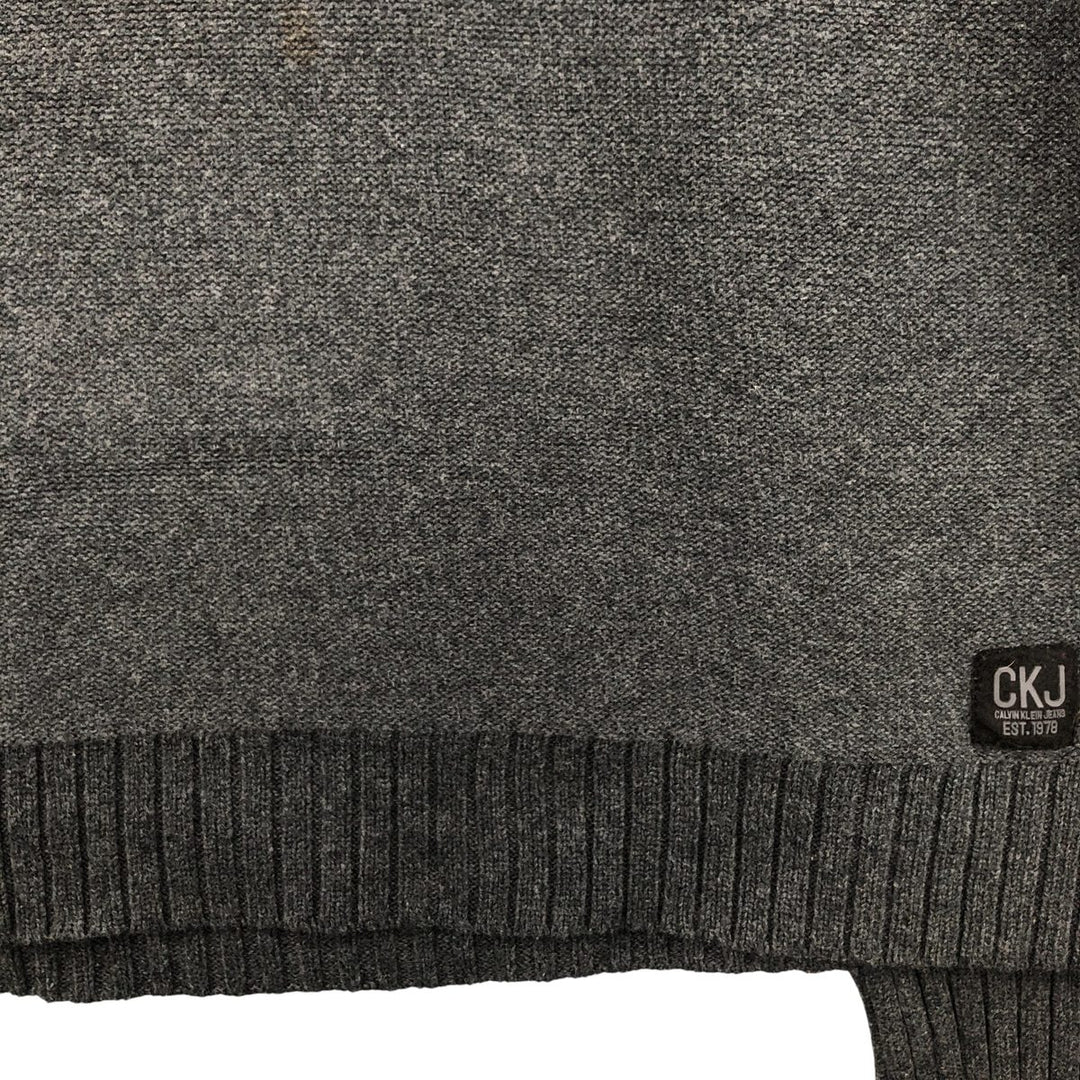90s-00'S Calvin Klein Jeans Cotton Knit Half-Zip Sweater, Men's Size XL, Vintage cotton Charcoal Vintage Second Hand