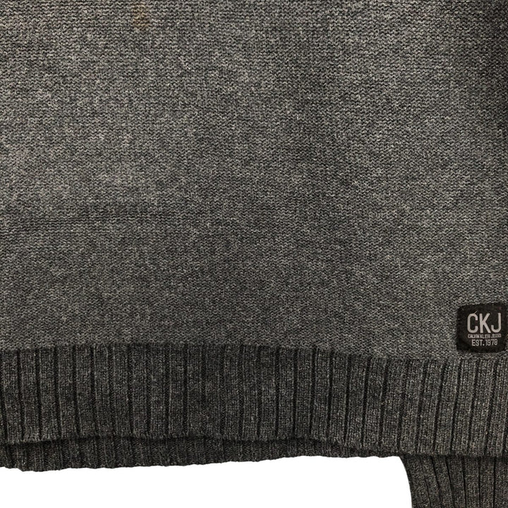 90s-00'S Calvin Klein Jeans Cotton Knit Half-Zip Sweater, Men's Size XL, Vintage cotton Charcoal Vintage Second Hand