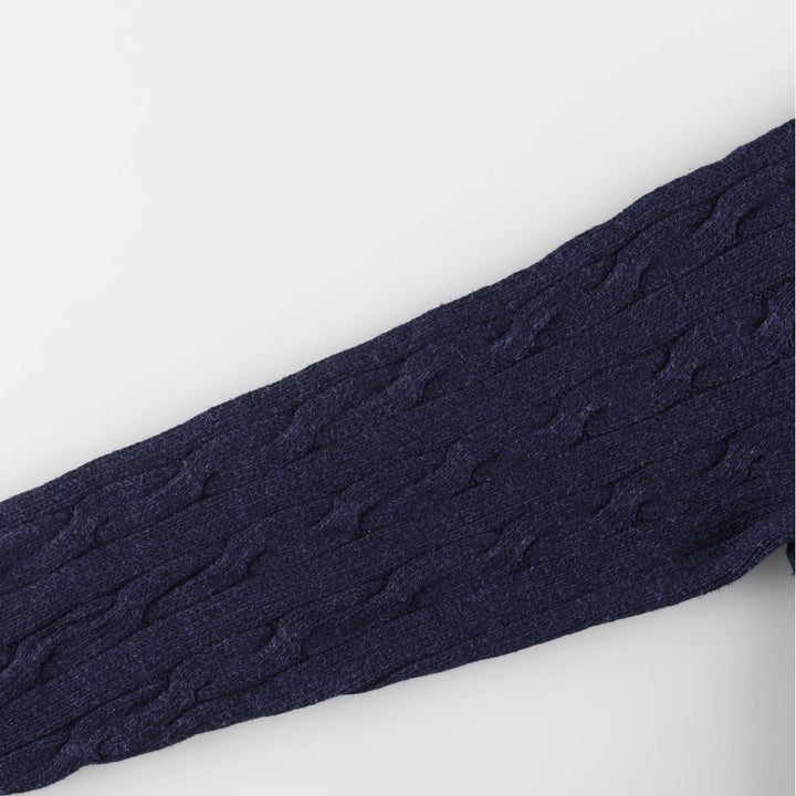 Ralph Lauren POLO RALPH LAUREN cable knit half-button high-neck knit sweater, men's size XL cotton navy blue type Vintage Second Hand