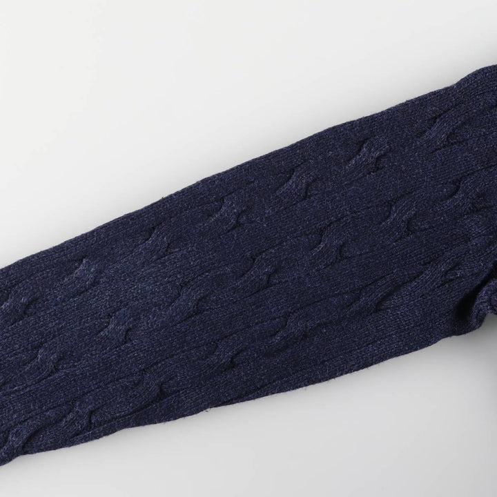 Ralph Lauren POLO RALPH LAUREN cable knit half-button high-neck knit sweater, men's size XL cotton navy blue type Vintage Second Hand