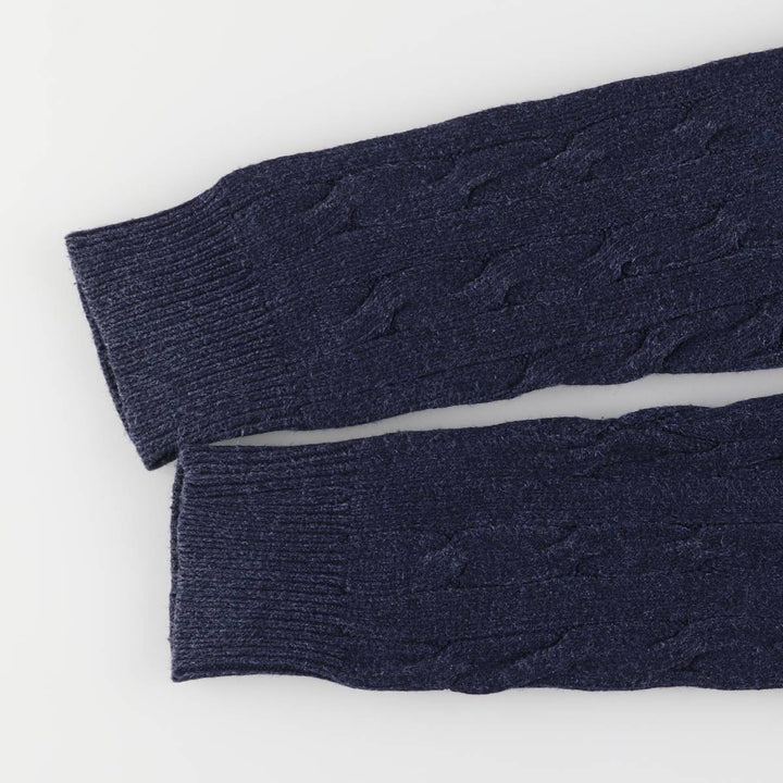Ralph Lauren POLO RALPH LAUREN cable knit half-button high-neck knit sweater, men's size XL cotton navy blue type Vintage Second Hand
